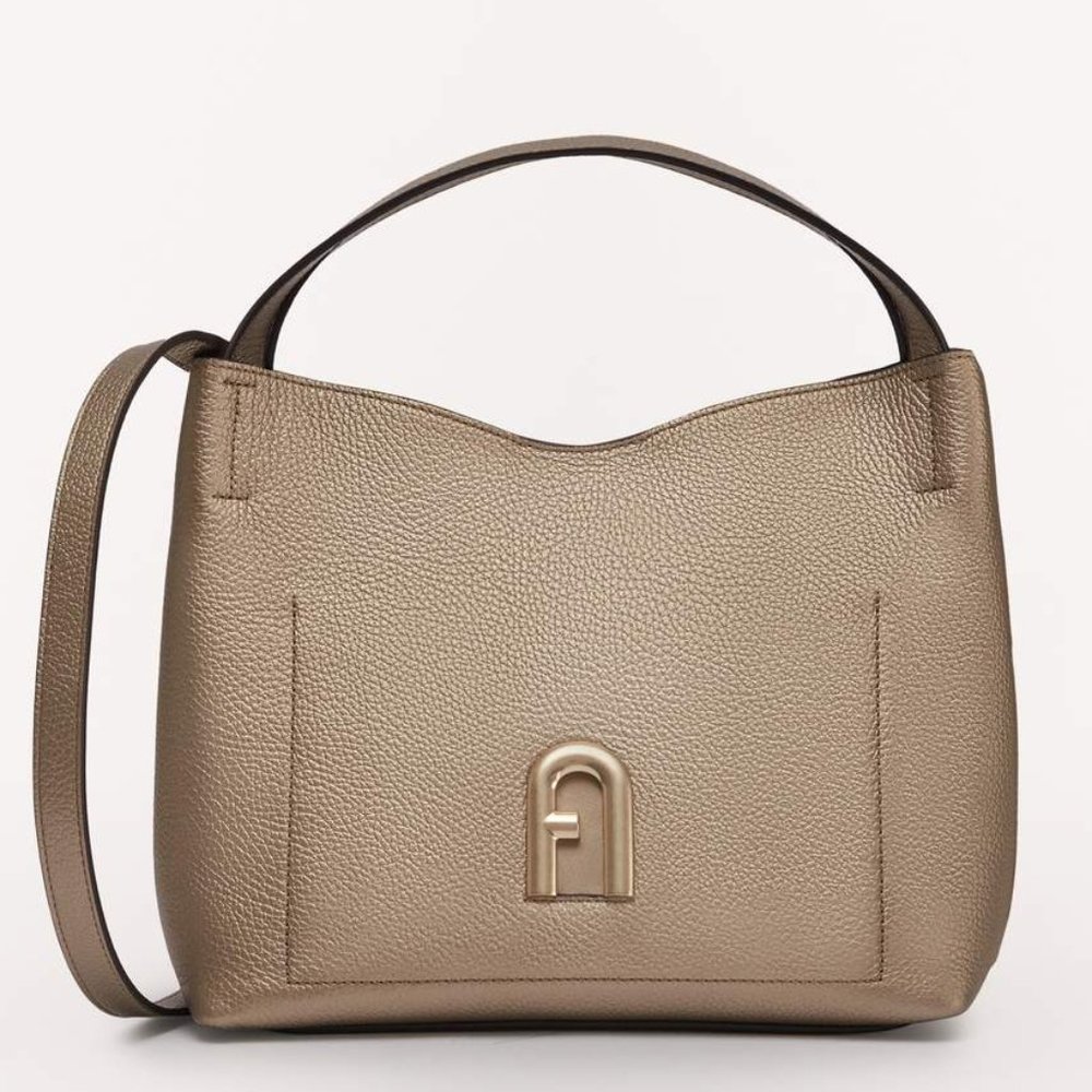 FURLA Primula Small Hobo Metallic Leather Bag Small